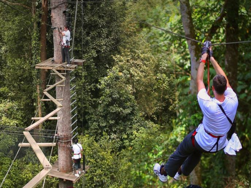 Man ziplining at Skytrex Adventure Langkawi